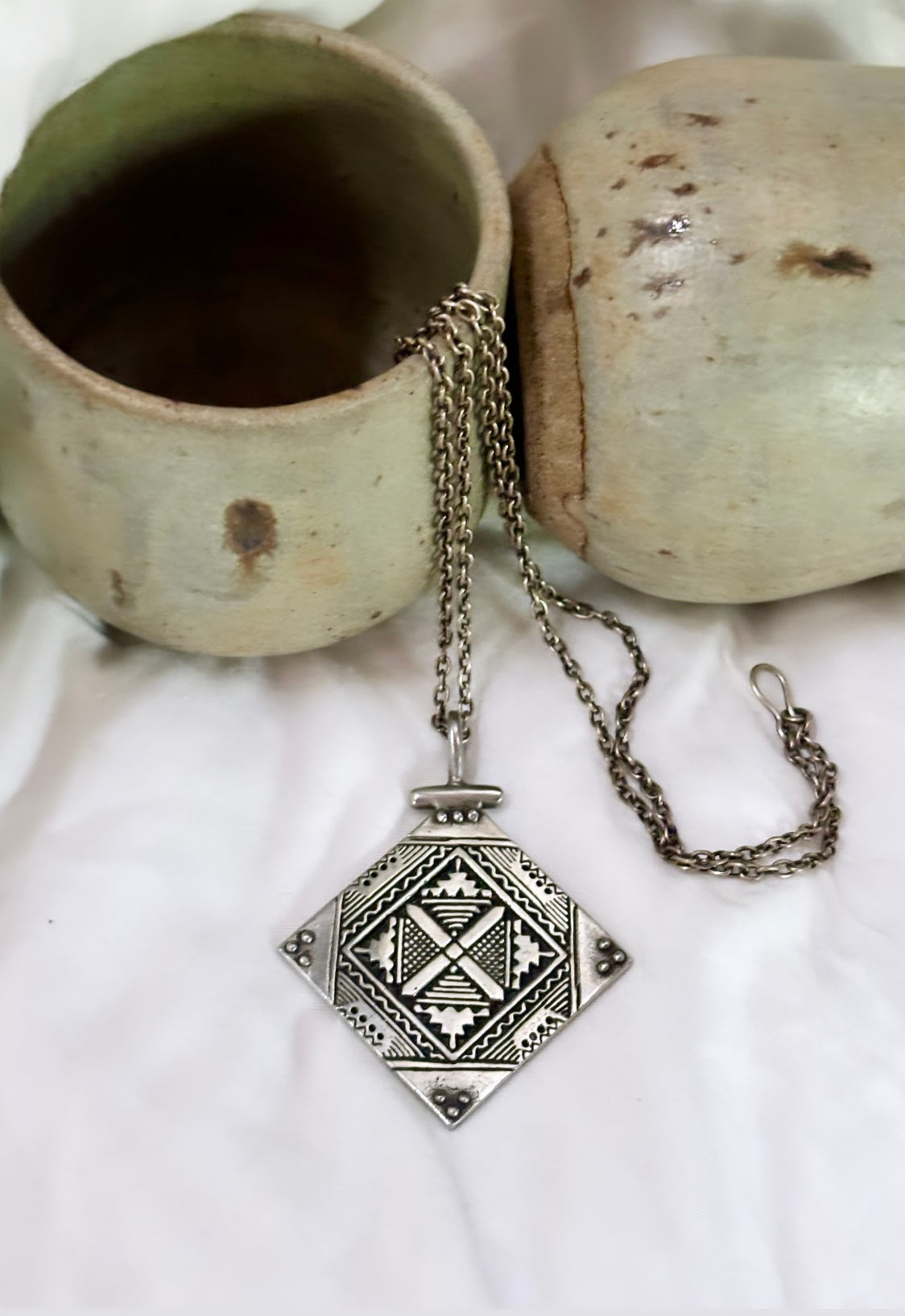 Amara Pendant - White Brass